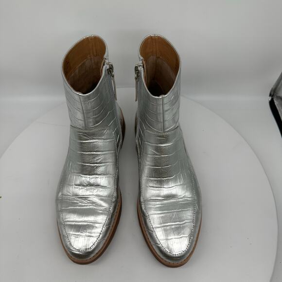 Fitflop Kinbey Croc Embossed Ankle Metallic Silver Boot Shoes Womens Size 6 - Picture 8 of 15